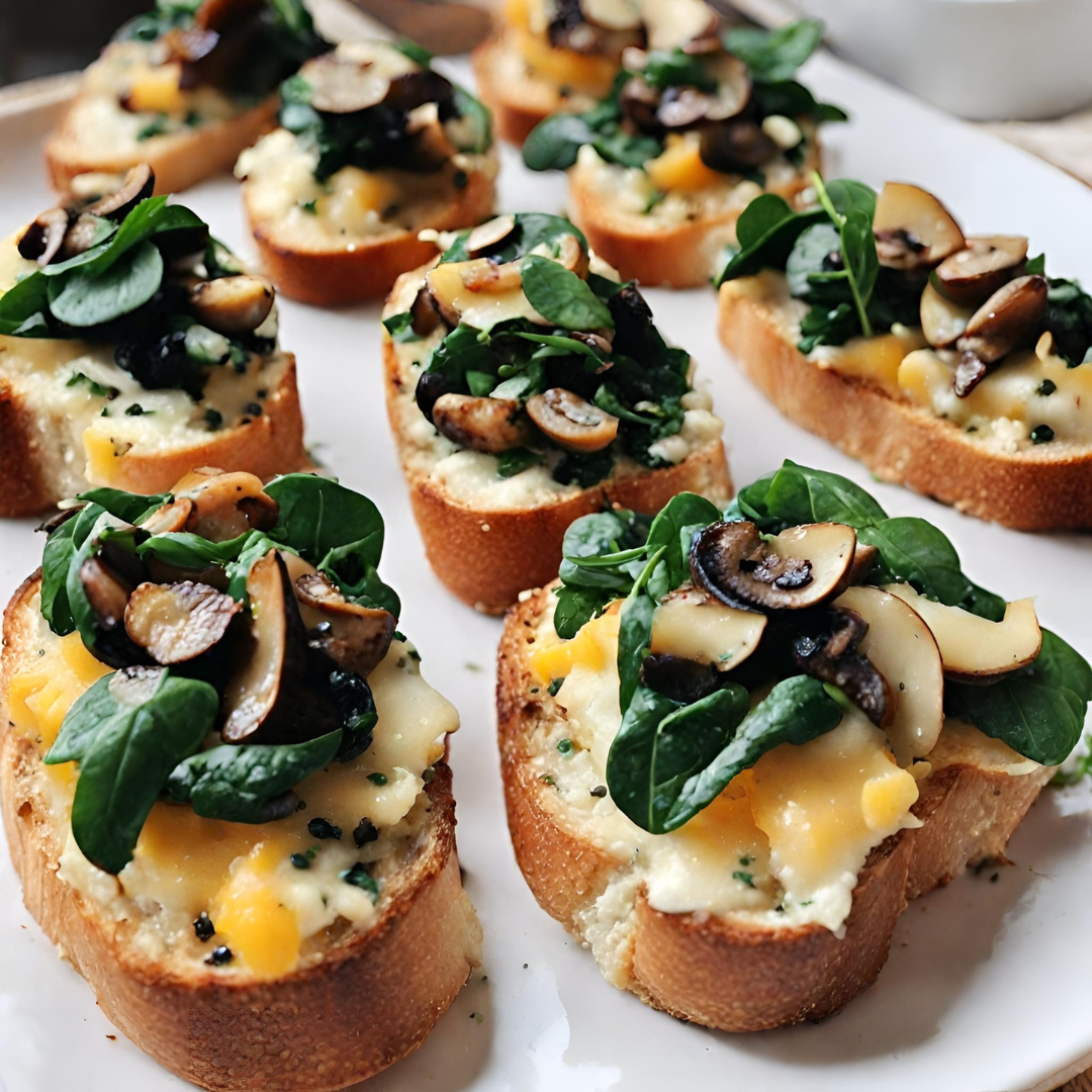 Cheesy veggie crostini